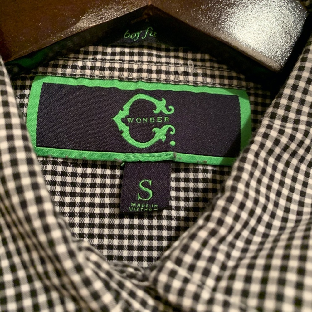 Small Check Gingham Pattern Button-Down Shirt - image 2